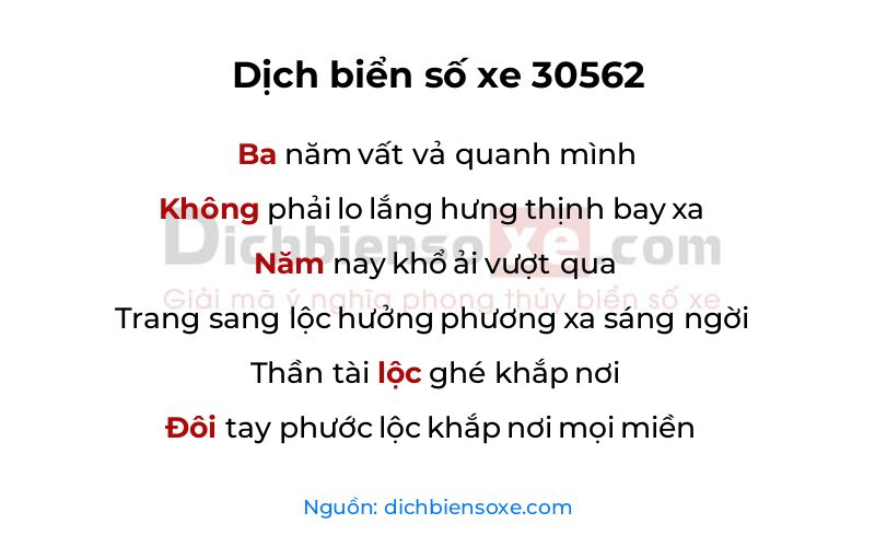 Dịch thơ biển số 30562