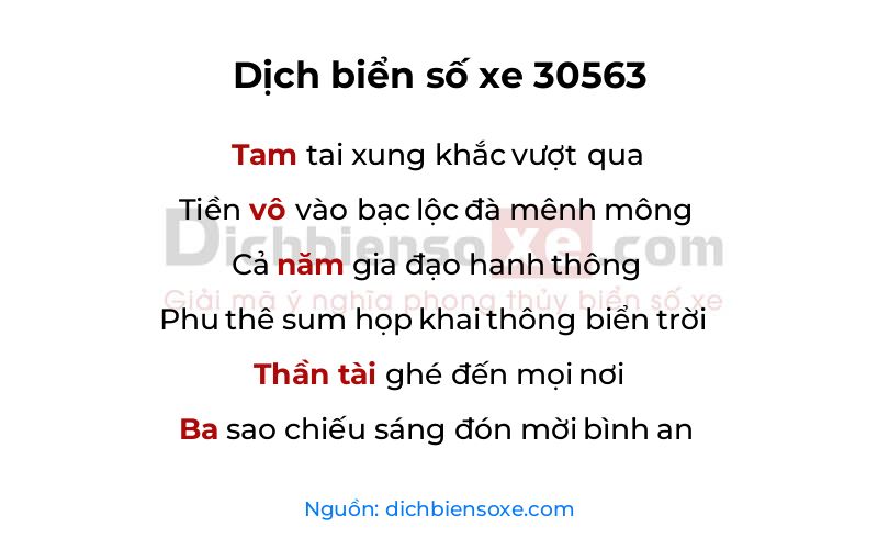 Dịch thơ biển số 30563