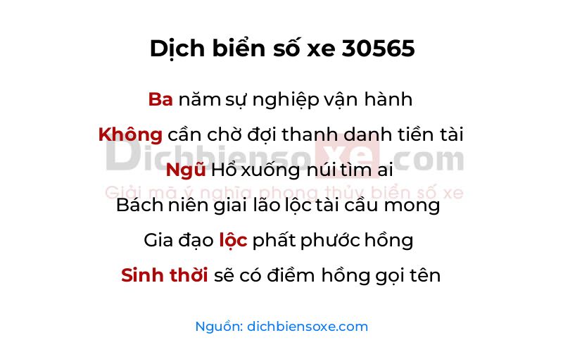 Dịch thơ biển số 30565