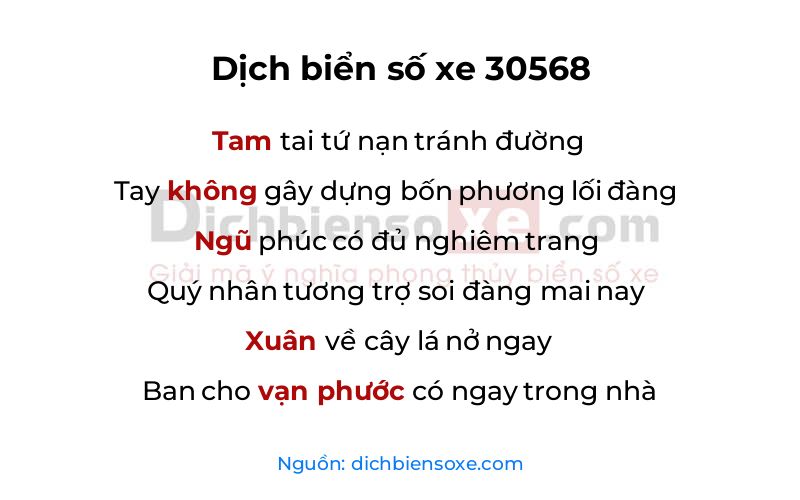 Dịch thơ biển số 30568