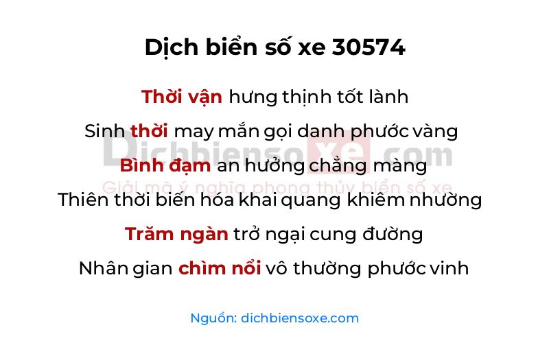 Dịch thơ biển số 30574