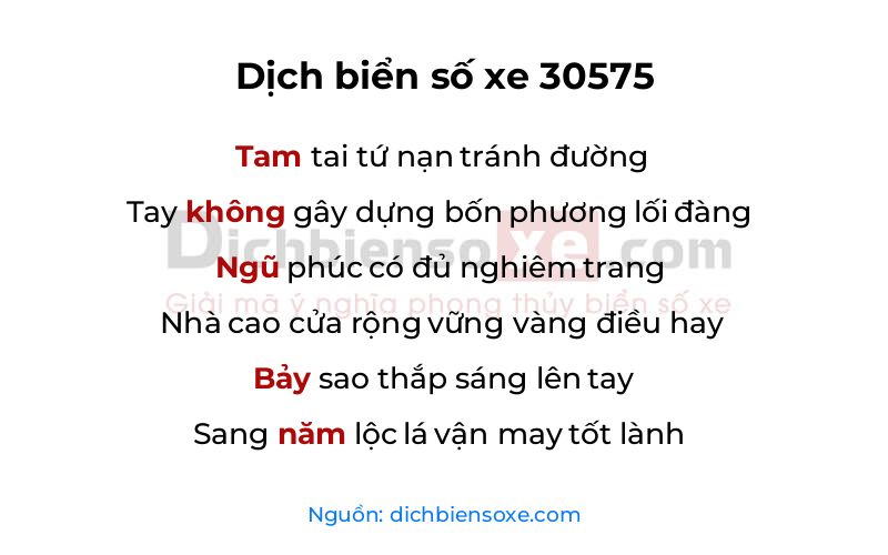 Dịch thơ biển số 30575