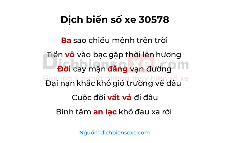Dịch thơ biển số 30578