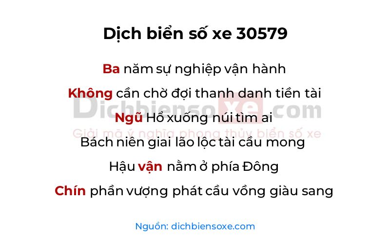 Dịch thơ biển số 30579