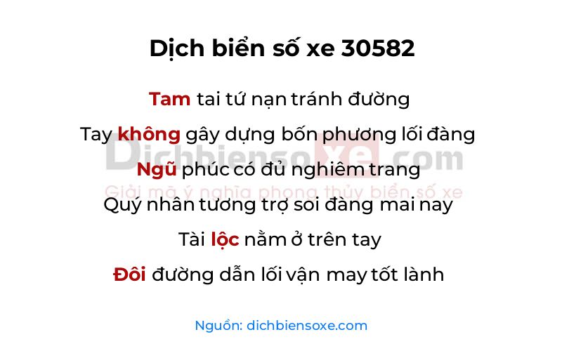 Dịch thơ biển số 30582