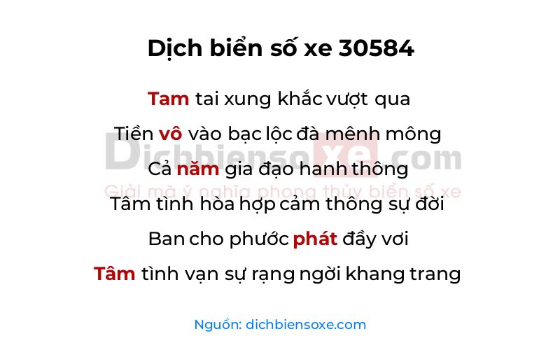 Dịch thơ biển số 30584