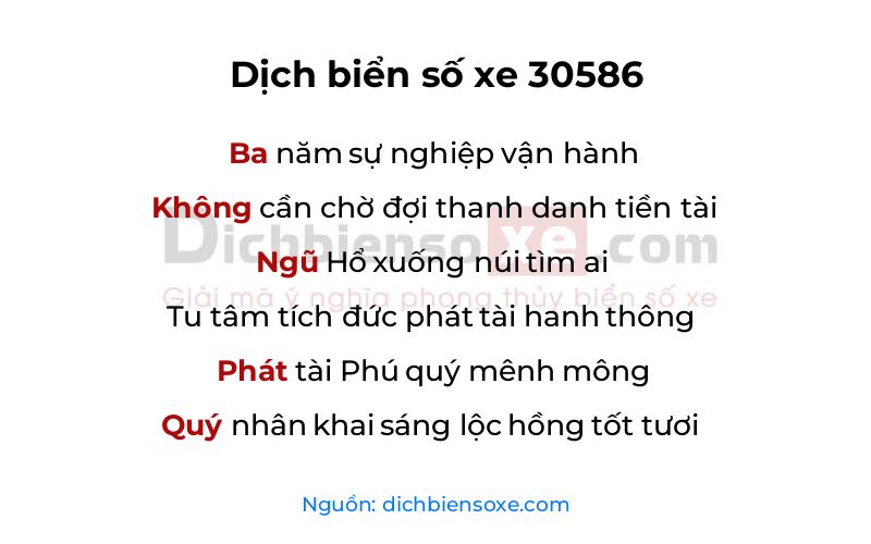 Dịch thơ biển số 30586