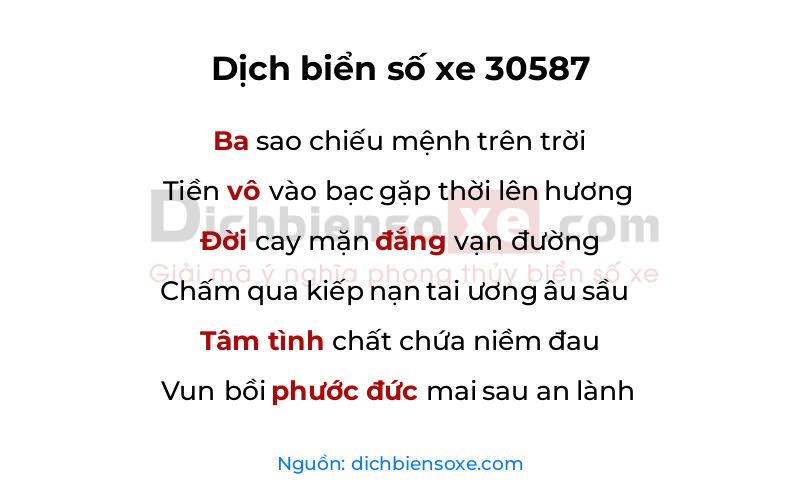 Dịch thơ biển số 30587