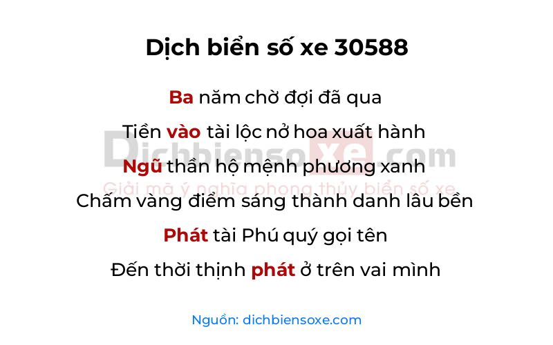 Dịch thơ biển số 30588