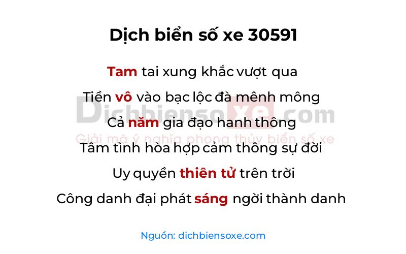 Dịch thơ biển số 30591