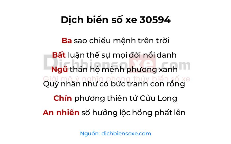 Dịch thơ biển số 30594