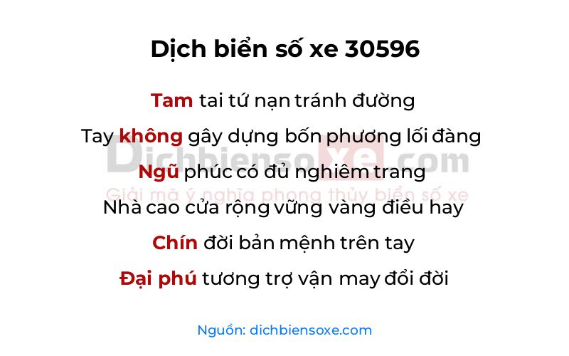 Dịch thơ biển số 30596