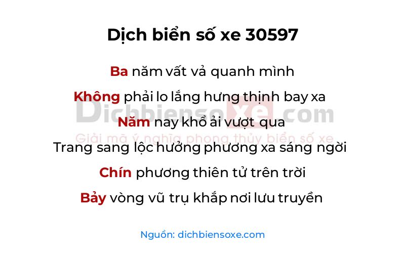 Dịch thơ biển số 30597