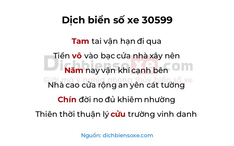 Dịch thơ biển số 30599
