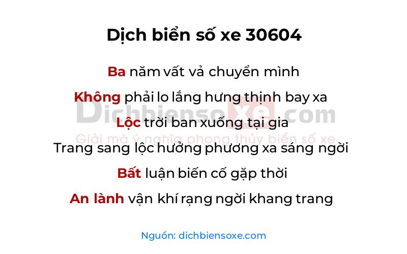 Dịch thơ biển số 30604
