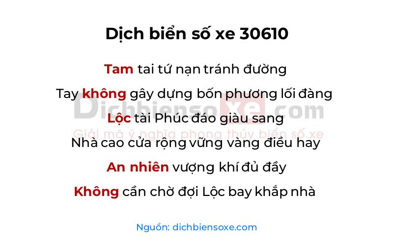 Dịch thơ biển số 30610