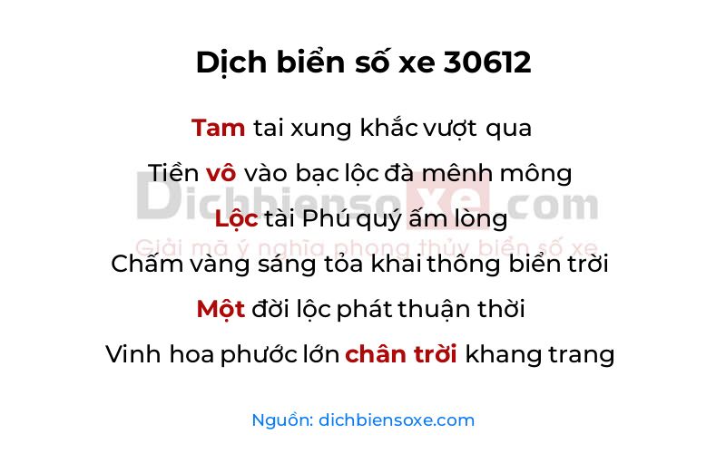 Dịch thơ biển số 30612