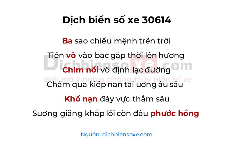 Dịch thơ biển số 30614