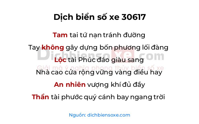 Dịch thơ biển số 30617