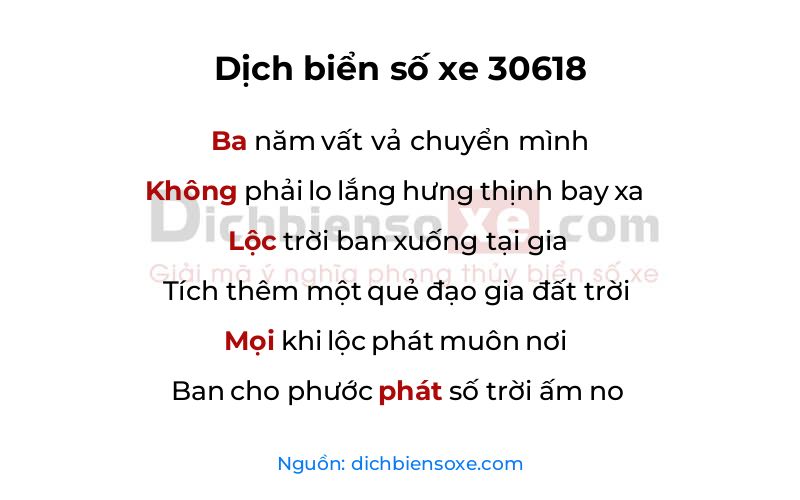 Dịch thơ biển số 30618