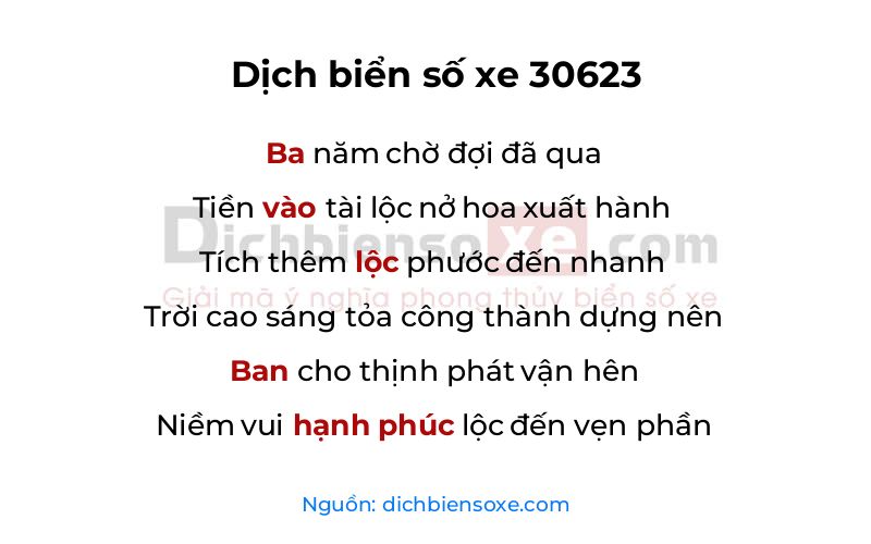 Dịch thơ biển số 30623