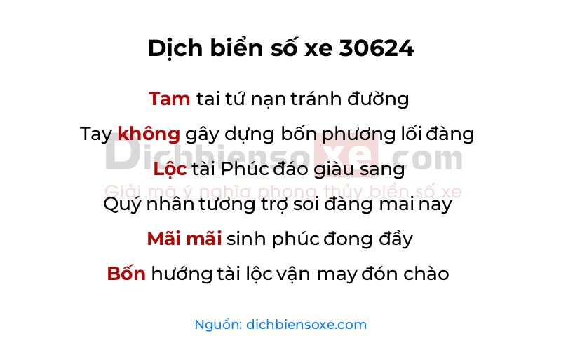 Dịch thơ biển số 30624