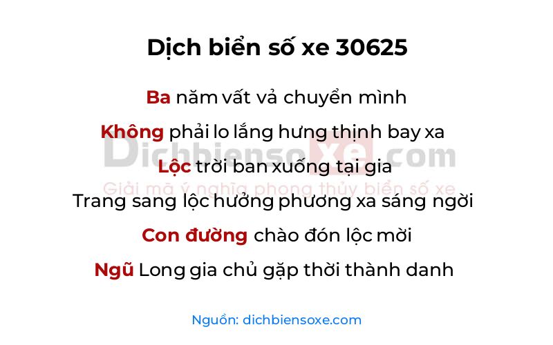 Dịch thơ biển số 30625