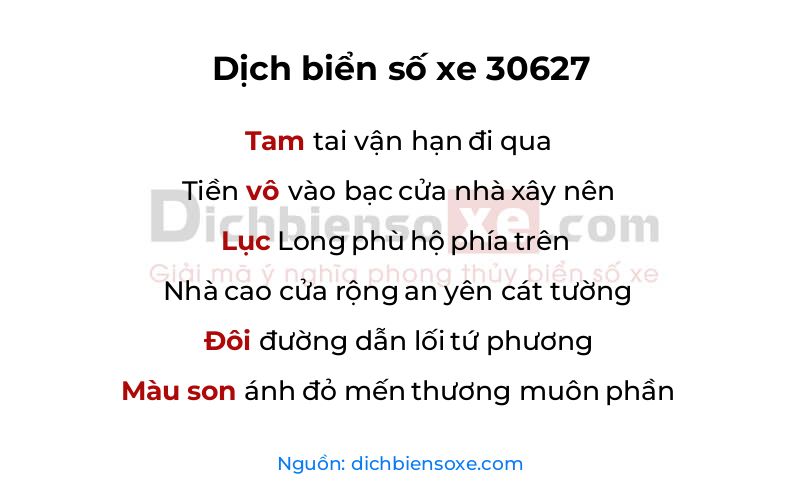Dịch thơ biển số 30627