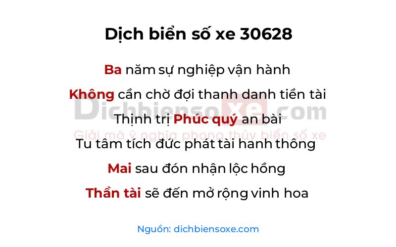 Dịch thơ biển số 30628
