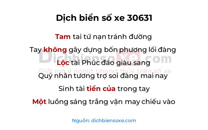 Dịch thơ biển số 30631