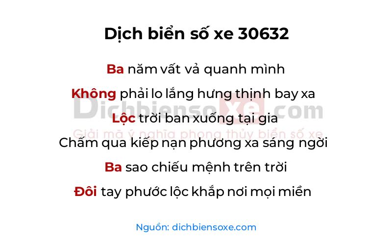 Dịch thơ biển số 30632