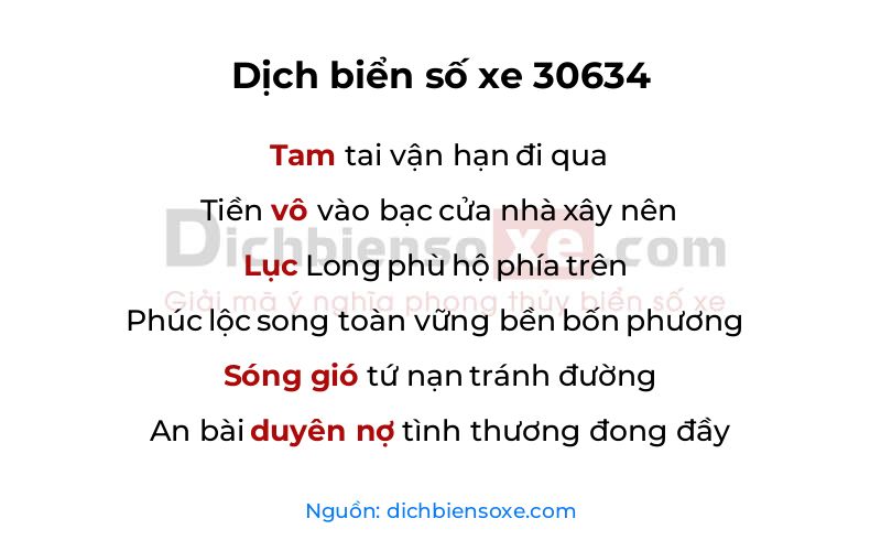 Dịch thơ biển số 30634