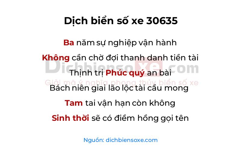 Dịch thơ biển số 30635
