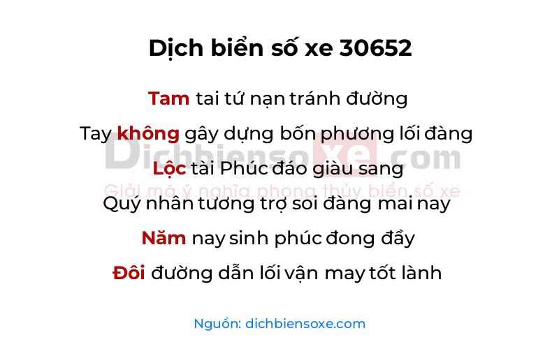 Dịch thơ biển số 30652