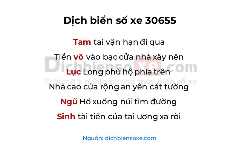 Dịch thơ biển số 30655