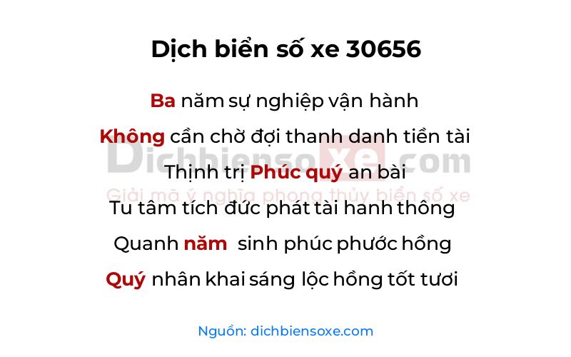 Dịch thơ biển số 30656