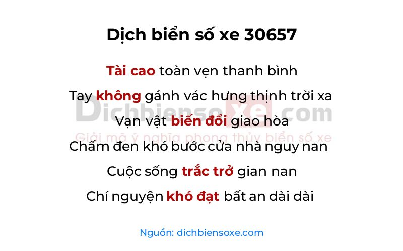 Dịch thơ biển số 30657