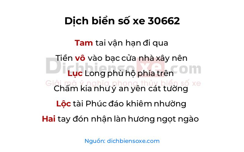Dịch thơ biển số 30662