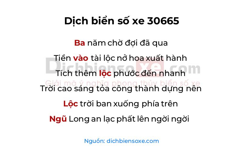 Dịch thơ biển số 30665