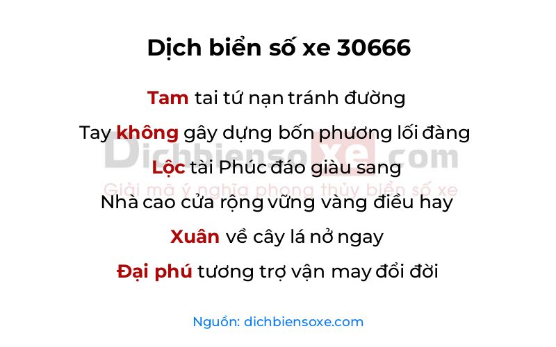 Dịch thơ biển số 30666