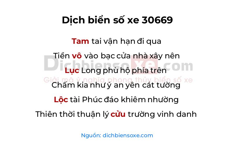 Dịch thơ biển số 30669