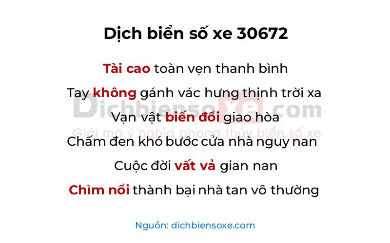 Dịch thơ biển số 30672