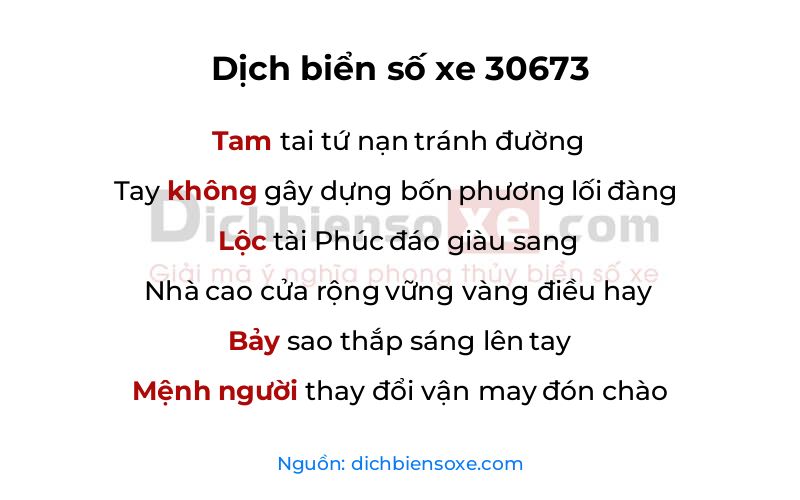 Dịch thơ biển số 30673