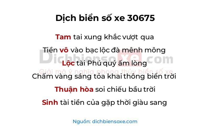 Dịch thơ biển số 30675