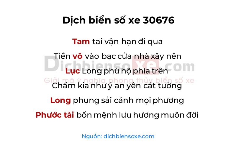 Dịch thơ biển số 30676