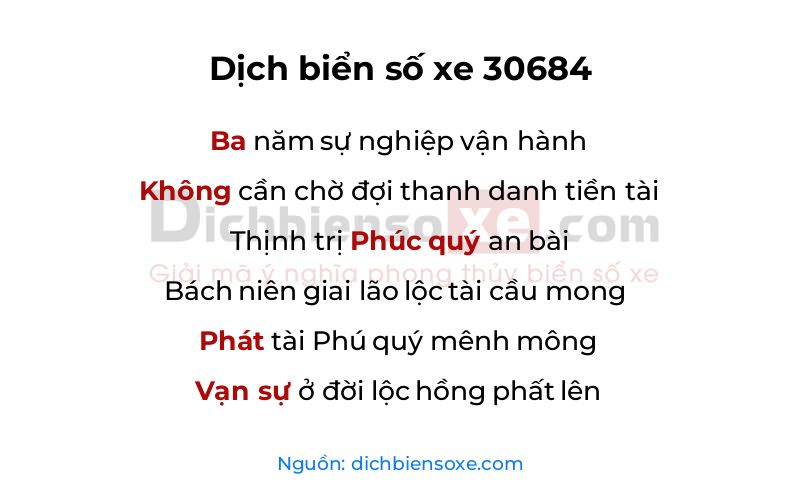 Dịch thơ biển số 30684