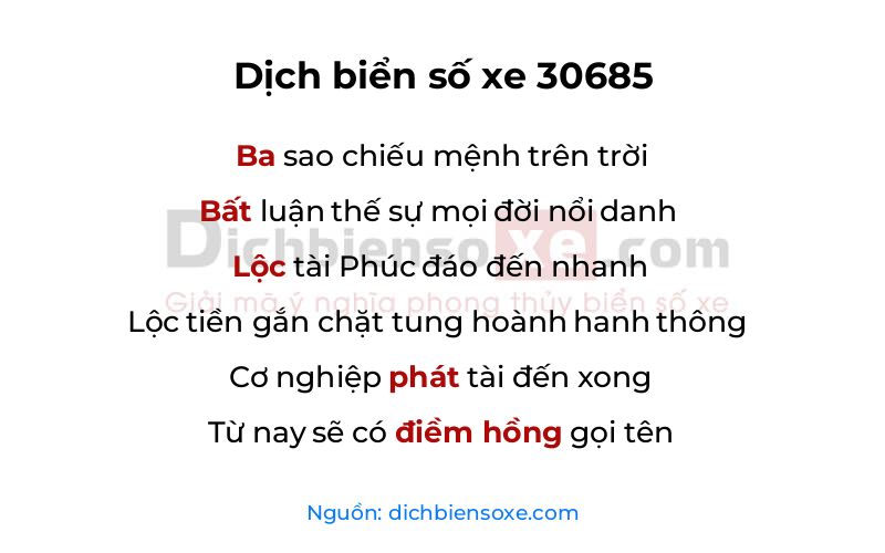 Dịch thơ biển số 30685