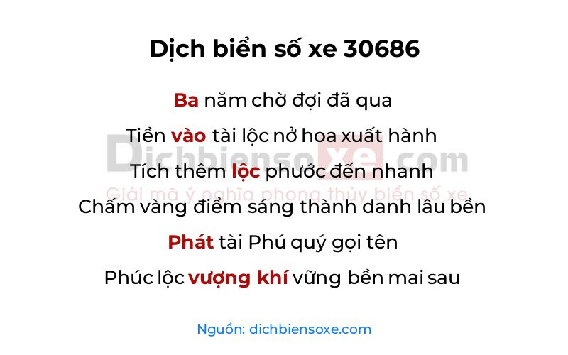 Dịch thơ biển số 30686