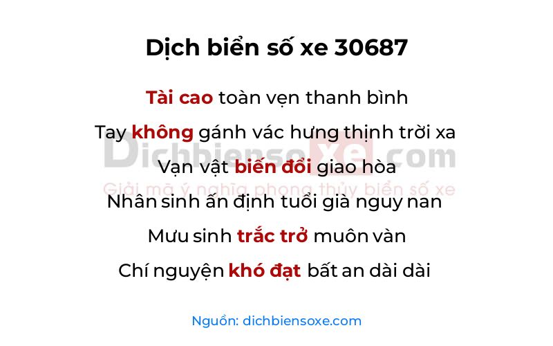 Dịch thơ biển số 30687