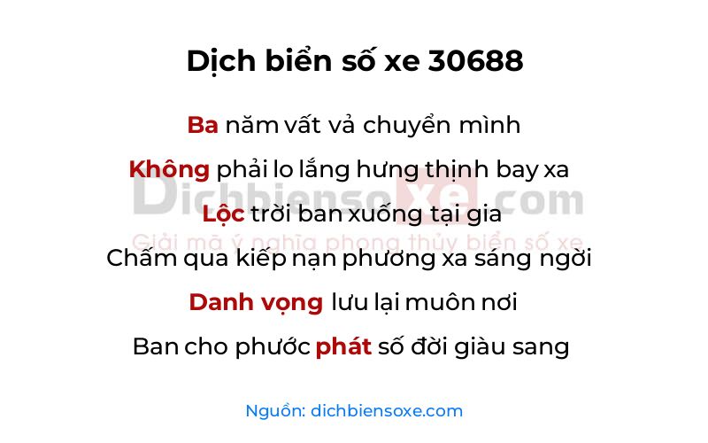 Dịch thơ biển số 30688